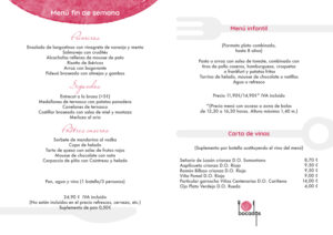Menú 31 de mayo a 1 de junio